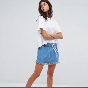 Mango tie front mini skirt small